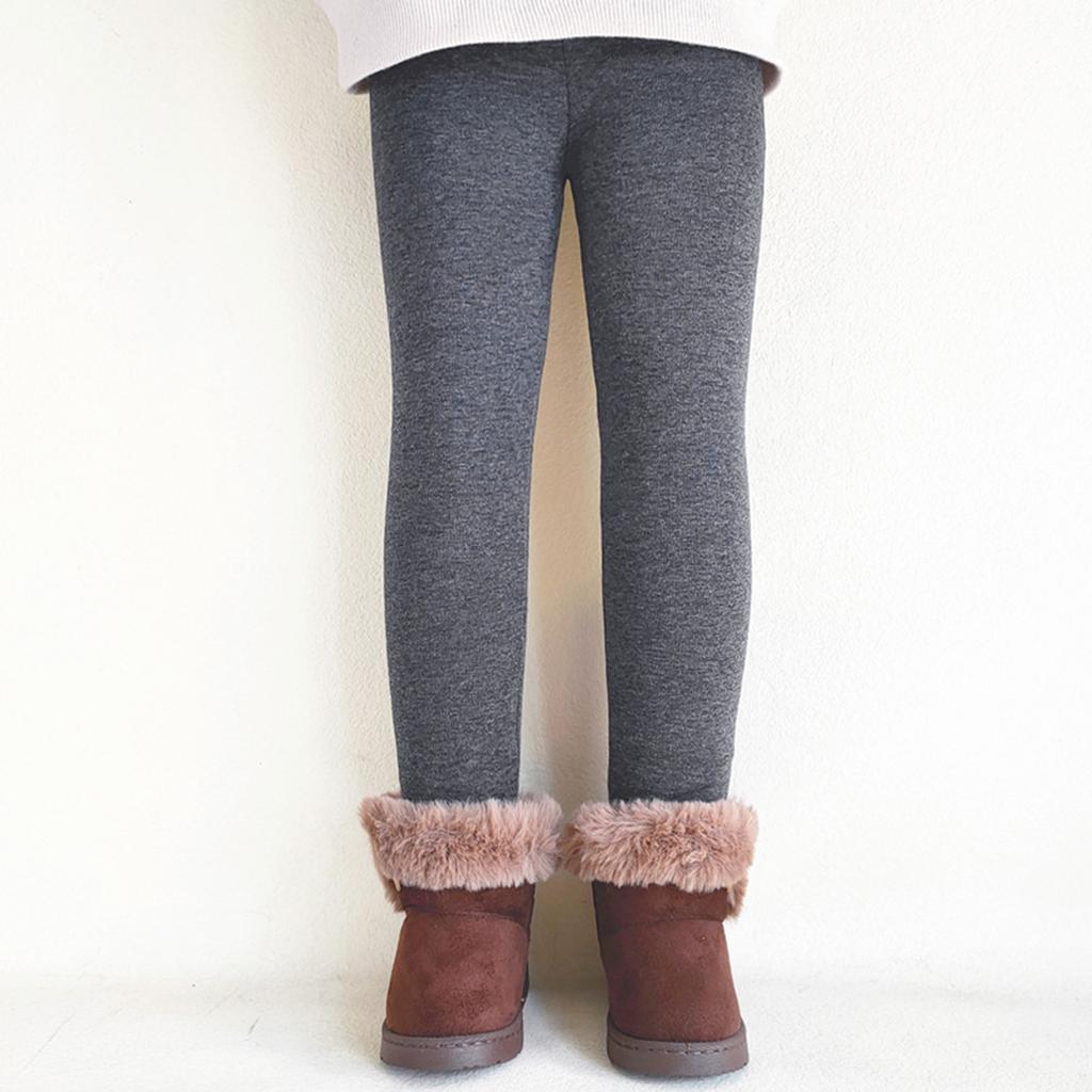 Barnmode Enfärgade Fleecefodrade Termobyxor Mångsidiga Underställsbyxor