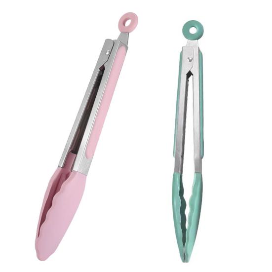 Lightweight Food Clamp Heat-resistant Silicone Easy Clean Hanging Ring Cooking Clip Tong for Kitchen