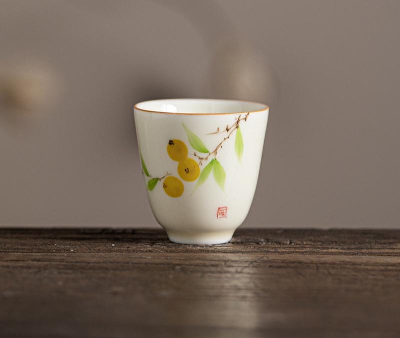 Handbemalte Keramik-Teetasse Unterglasur Blau Lotus Bambus Orchidee Teezeremonie Tasse Chinesisches Gongfu Tee-Set