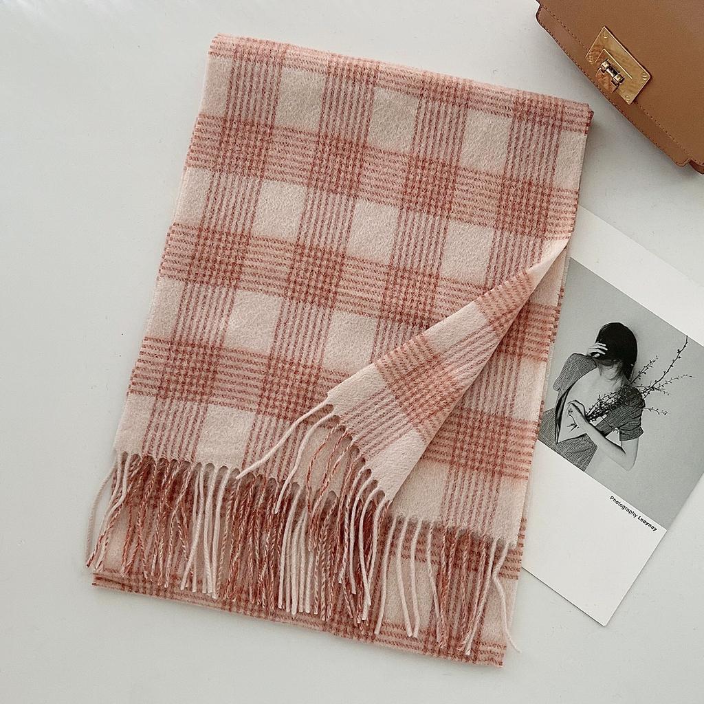 100% Pure Wool Scarf Female Winter Warm Cashmere Shawl Checkerboard Couple Accessory Outdoor Wrap Windproof Scarf