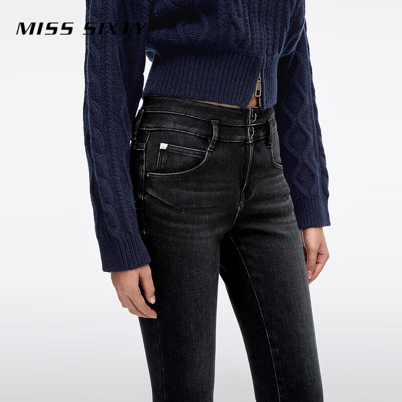 MISS SIXTY Women's Double-Button Composite Fleece Skinny Jeans