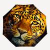 1pc Leopard Print Automatic Folding Umbrella - Compact 8-Rib Design, Durable Plastic & Iron, Lightweight for Outdoor Daily Use