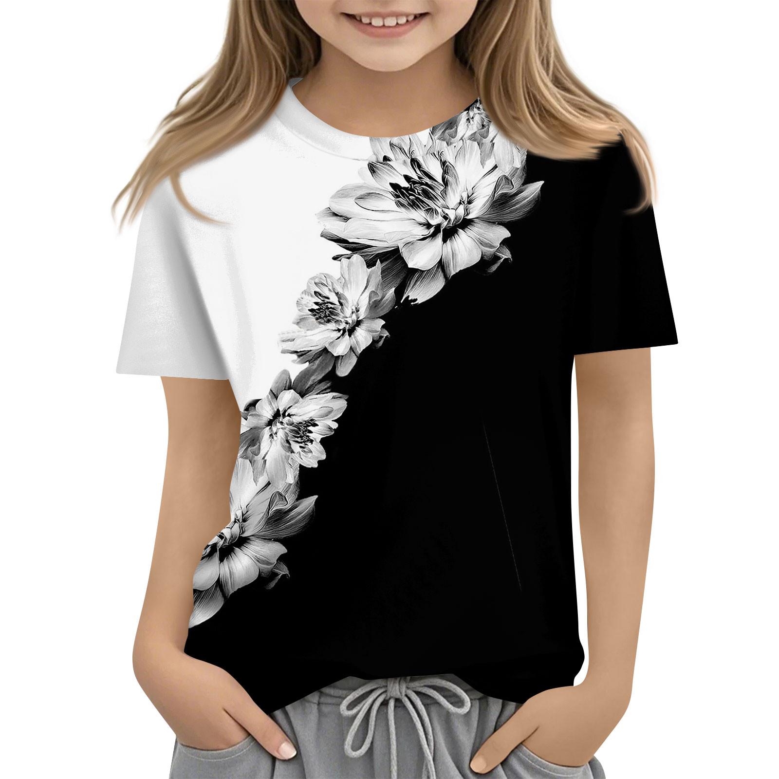 

Детская модная повседневная футболка с коротким рукавом и круглым вырезом 160 белый