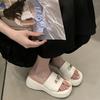 Rhinestone high-end thick-soled slippers girl 2025 new summer fairy set toe temperament fashion casual height-increasing sandals