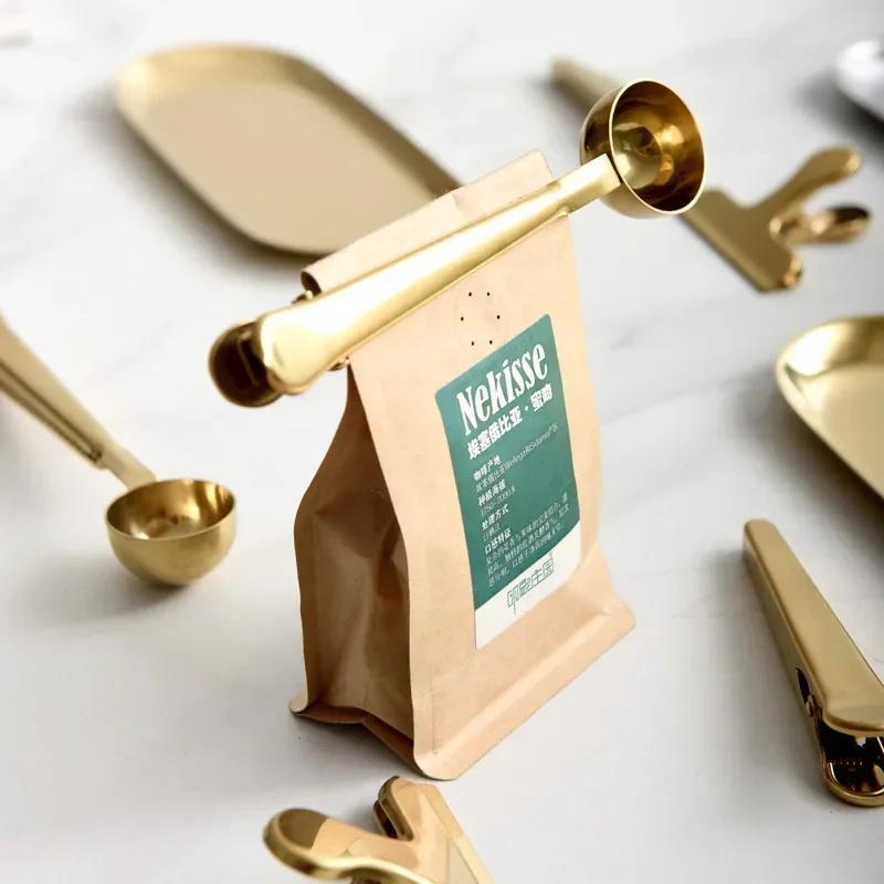 Coffee Spoon Clamp Stainless Steel Drinkware Sealing Clamp 2 In 1 Milk Powder Clamp Food Kitchen Accessories