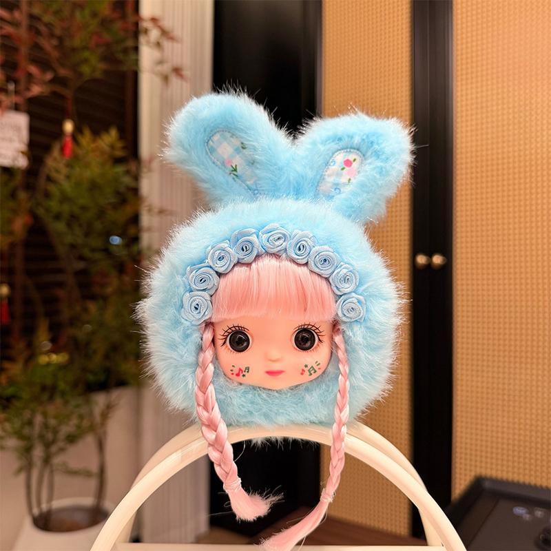 

Cute Rabbit Ears Vinyl Face Plush Doll Series Pendant Backpack Hangings Decoration Gifts