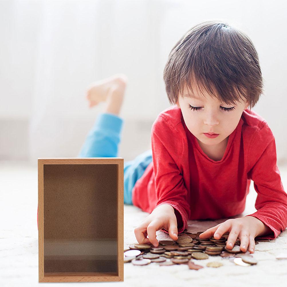Piggy Bank Budget Black Picture Frame Coin Banks For Adults Wooden Money Jars Saving Container Photo