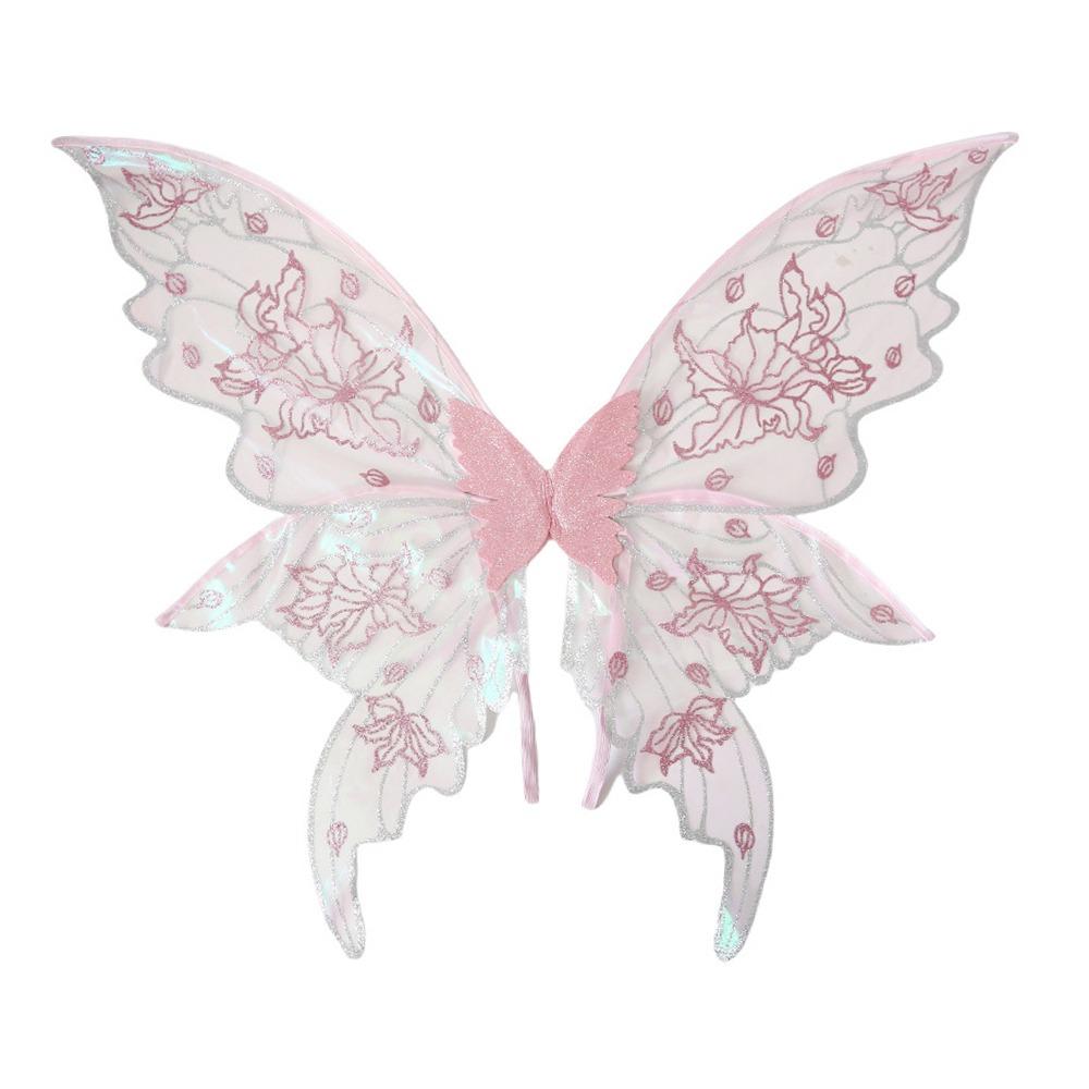 Asas Mágicas Brilhantes de Fada Flores de Duas Cores Asas de Fantasia de Borboleta Coloridas Asas de Cosplay de Elfo para Mulheres Meninas