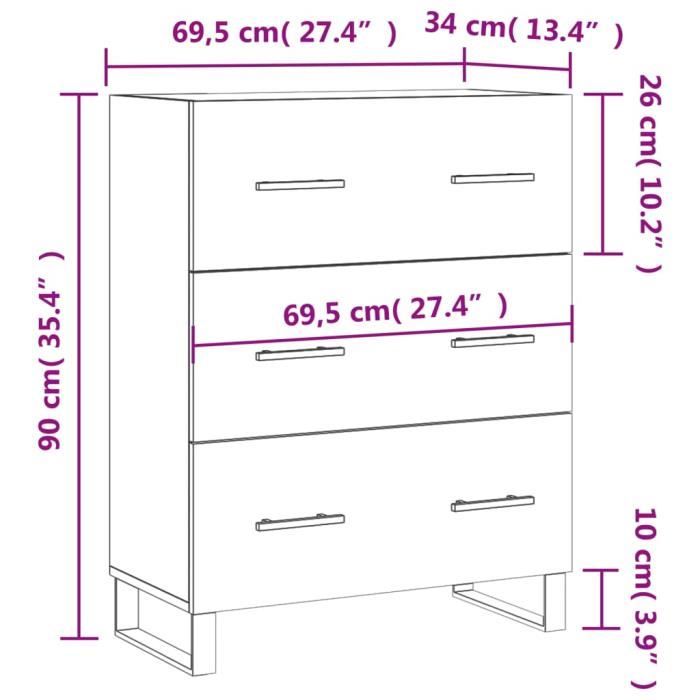 VidaXL White Buffet 69.5x34x90 Cm Engineered Wood 827876
