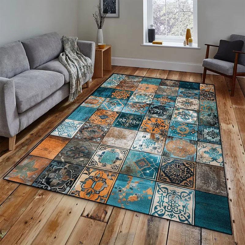 

Geometric Carpet Living Room Bedroom Retro Carpet Large Area Rugs for Home Decoration Foot Mat Abstract Non-slip Sofa Floor Mats 40x60CM