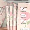 Cute Floral Press Pen Set 0.5mm Head Black Speed Dry Neutral Pen Student Stationery Cartoon Colorful Signature Cute Floral Pen