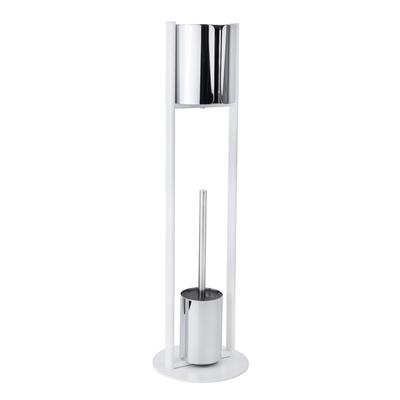 Q-BATH PREMIUM DECOR 1572 Toilet Paper and Brush Holder, White