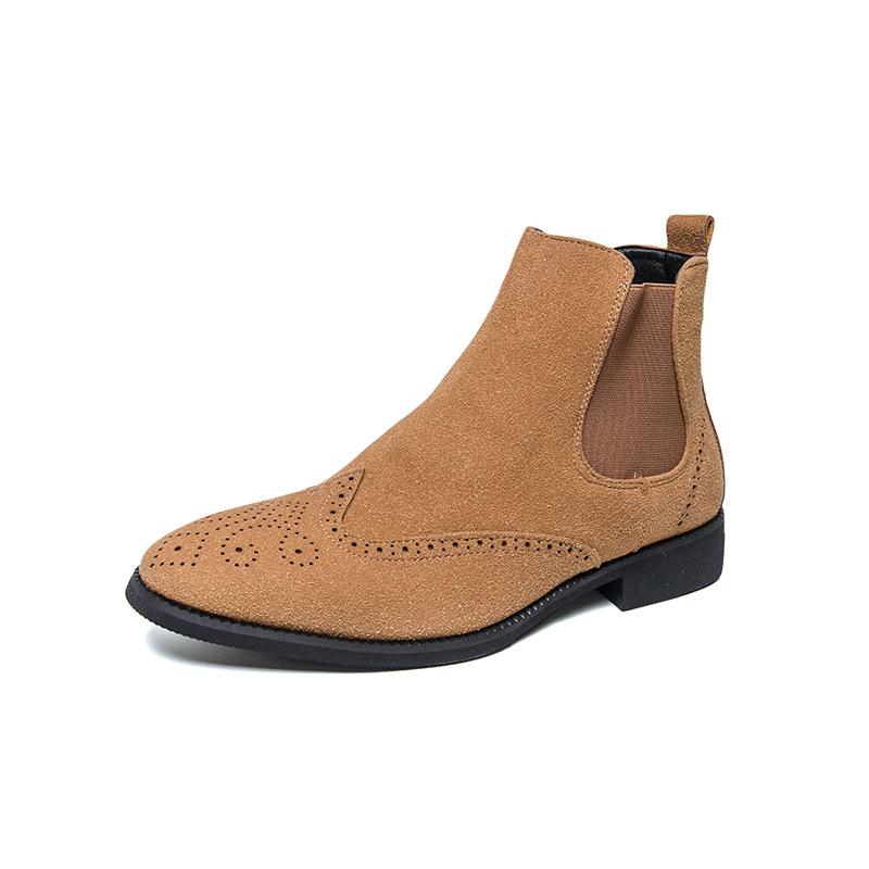 

High-top leather shoes men s 2025 autumn and winter Martin boots new Chelsea boots matte leather fashion large size leather boots men 46 жёлтый