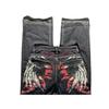 LUXEON American Retro High Street Y2K Personalized Patchwork Letter Embroidered Jeans Gothic Fashion Wide-leg Denim Trousers