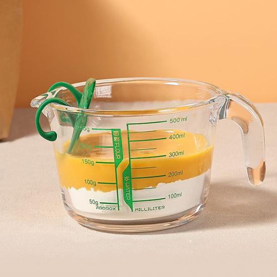 Glass Measuring Cup 500/1000ml Heat-Resistant Measuring Jug with Spout & Markings Kitchen Measuring Tools