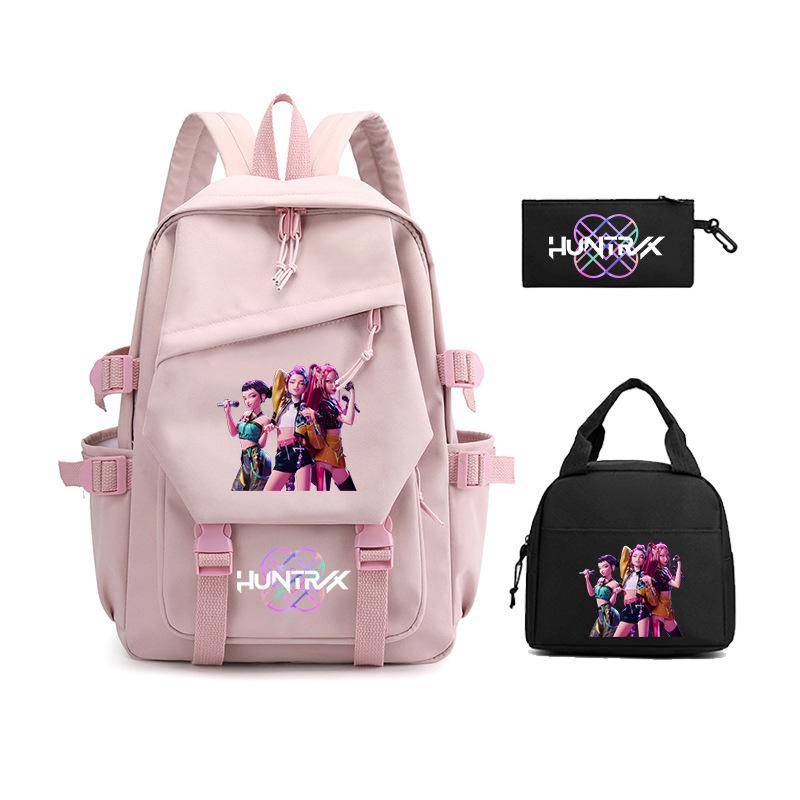 Demon Hunters KPop Demon Hunters Student School Bag Three-piece School Bag Zipper Pencil Case