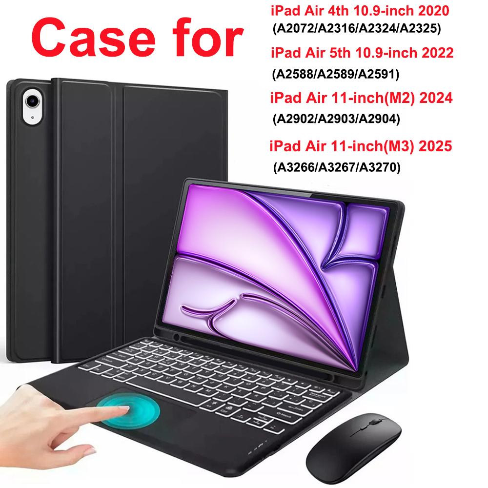 Case for iPad Air 11 Inch (M2) (M3) ,Bluetooth Keyboard Cover for iPad Air 4th 5th 10.9-inch