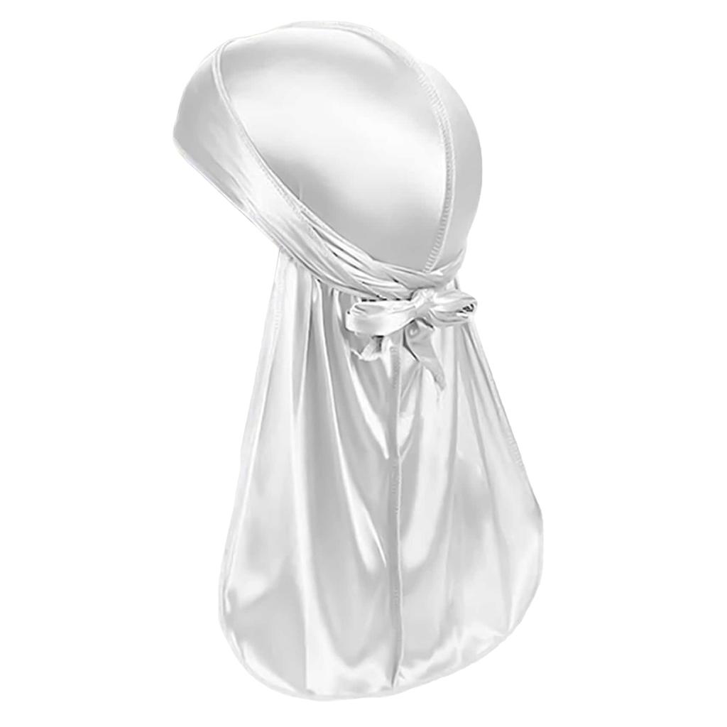 Men's Simulation Silk Solid Color Silk Satin Long Tail Braid Street Personality Comfortable Pirate Hat Elastic Headscarf