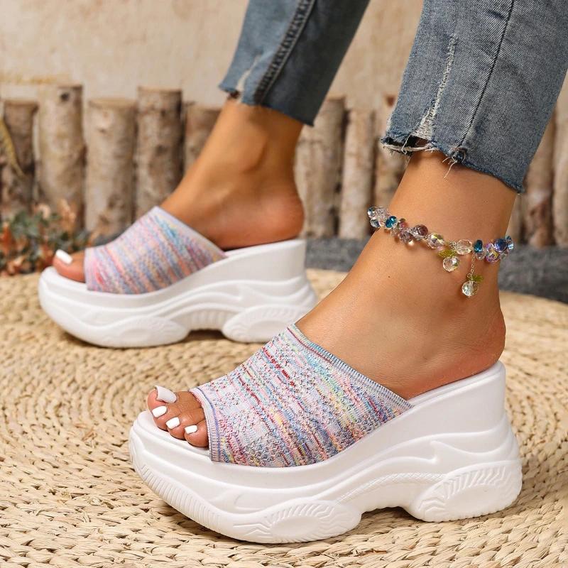 Fashion 2025 Summer New Women Slippers Comfortable Outdoor Wedges Sandals Slip on Platform Slippers Beach Peep Toe Shoes Slides Women
