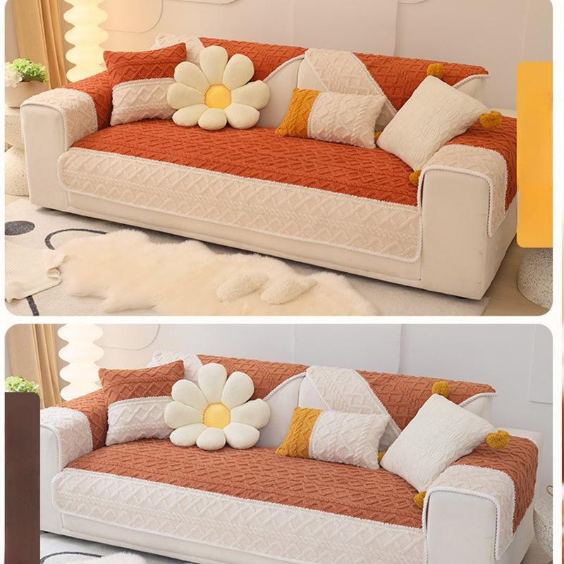 Plush Sofa Cushion Winter Antislip Cushion Korean Ins Leather Sofa Cover Cover Cloth Winter Blanket