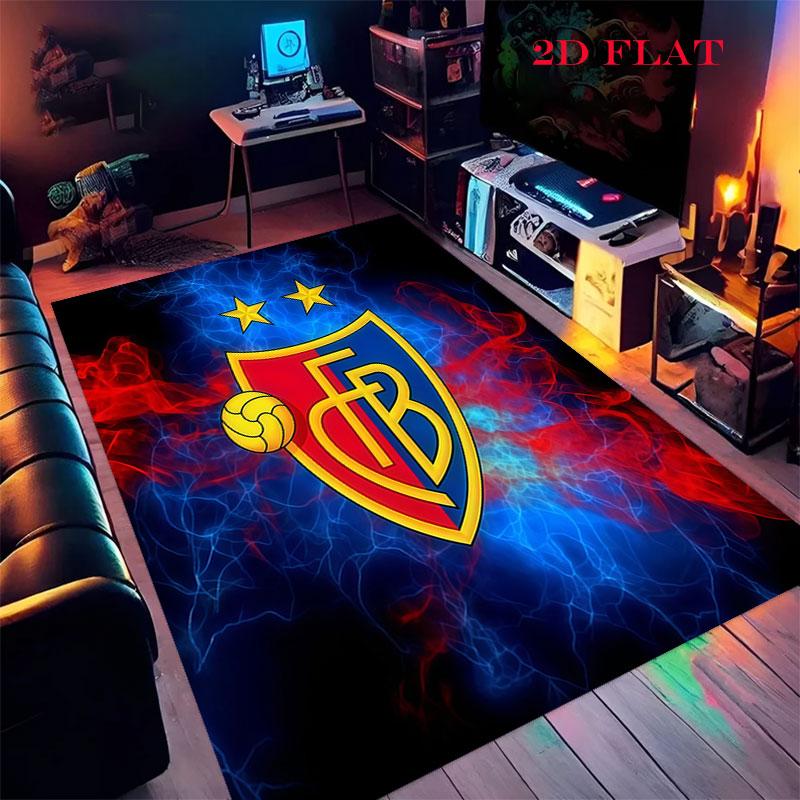 FC Basel 1893 Teppich für Wohnzimmer Schlafzimmer Zuhause Sofadekoration, Rutschfeste Bodenmatte für Kinder