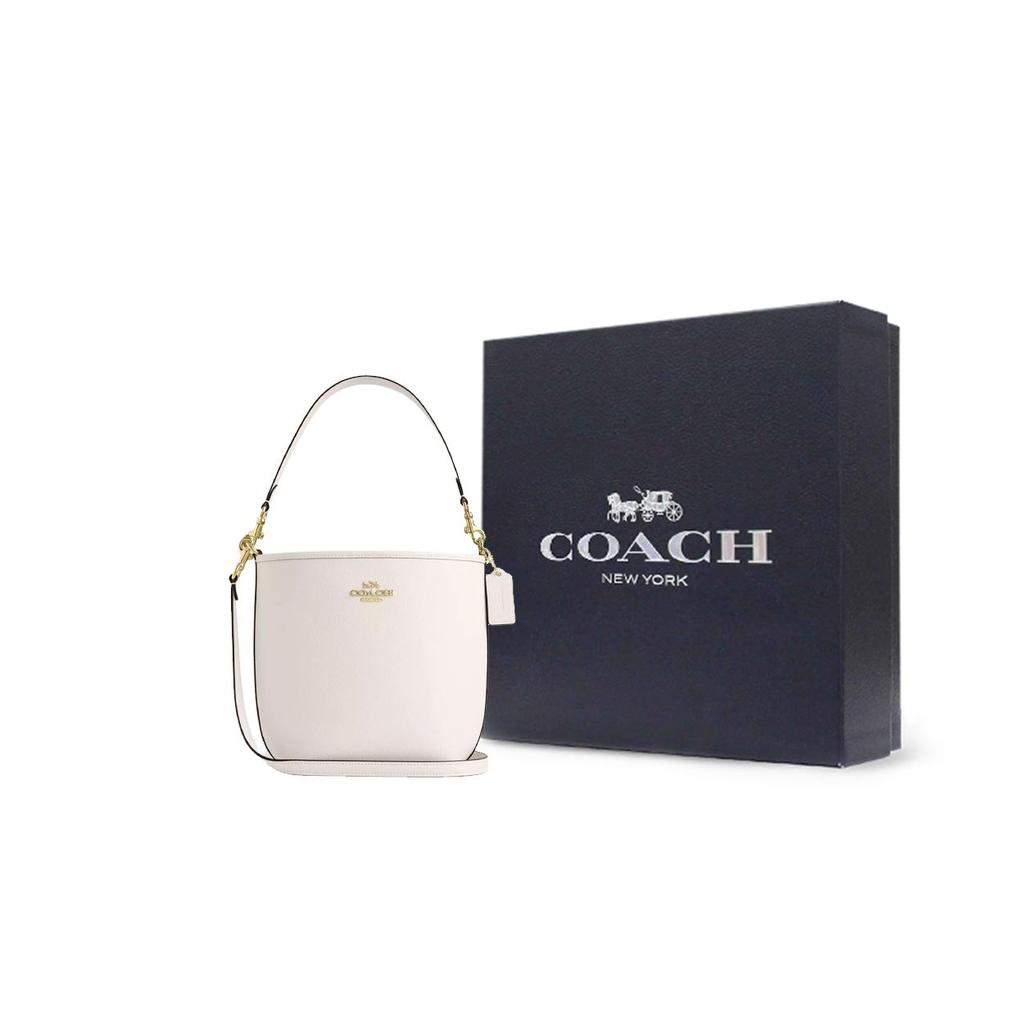 Coach City 17 Solid Color Metal Logo Leather Bucket Bag Women bags White CT801-IMCHK