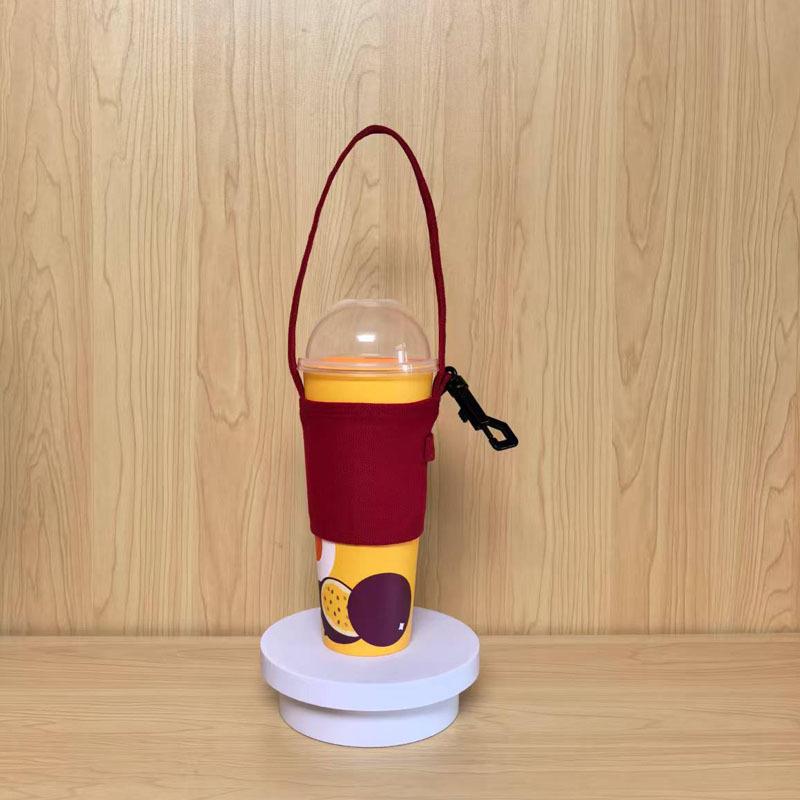 

Colorful Collapsible Pure Cotton Cup Sleeve With Hook Portable Handheld Drink Carrier For Milk Tea Coffee Outdoor Daily Use