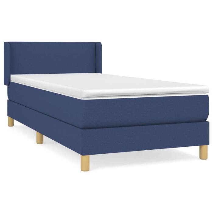 3130087 vidaXL Lit à sommier tapissier avec matelas Bleu 90x200 cm Tissu