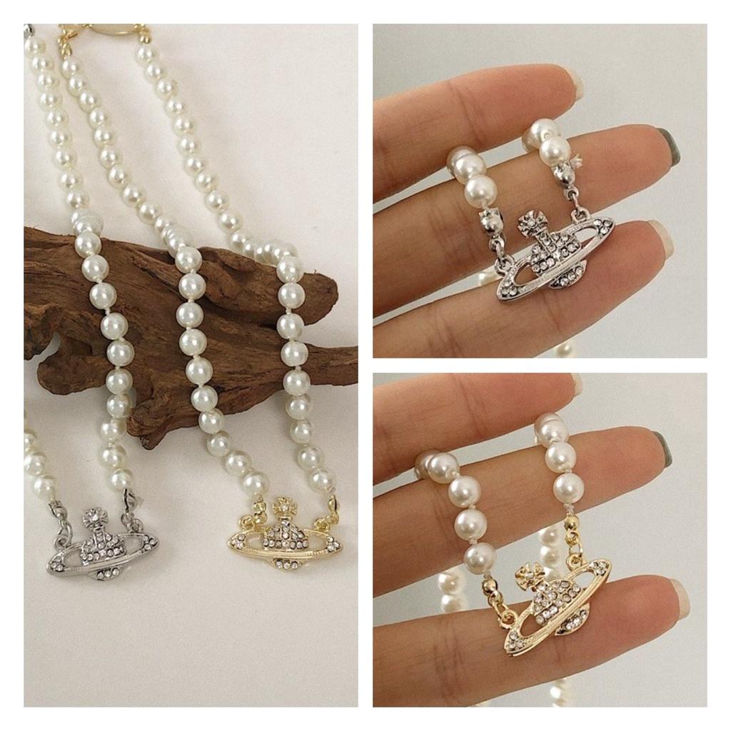 Pearl Saturn Vintage Clavicle Chain Necklace Pendant Jewelry Accessory Girl Gift