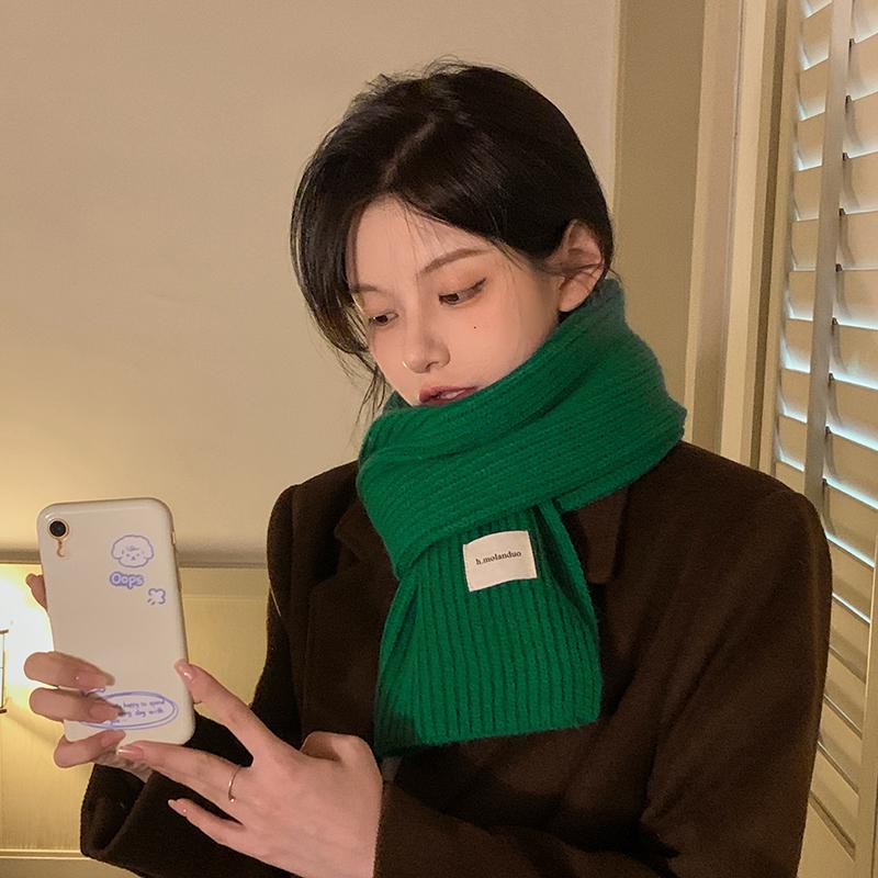 Women's Korean Style Soft Wool Knit Scarf - Winter Fashion, Thickened Warmth, Versatile for Students