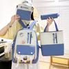 School Bag Campus Backpack Four-piece Contrasting Color New Primary School School Bag Female Large-capacity Junior High School Backpack