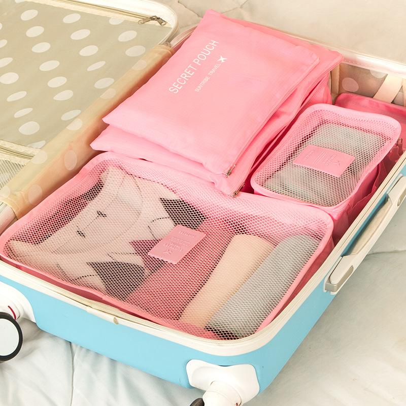 6-piece Large Size Travel Organizer Portable Suitcase Organizer Clothes Shoes Makeup Bag Luggage Organizer Travel Storage Bag