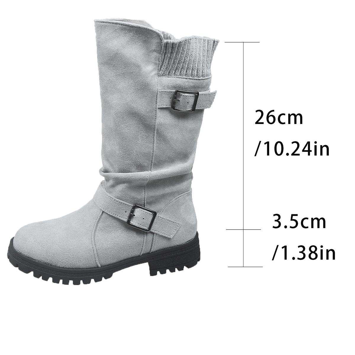 

Autumn Winter Fashion Women Short Plush Warm Plus Size Shoes for Women 36-42 Platform Non-slip Mid-calf Boots Snow Boots 43 світло-сірого кольору