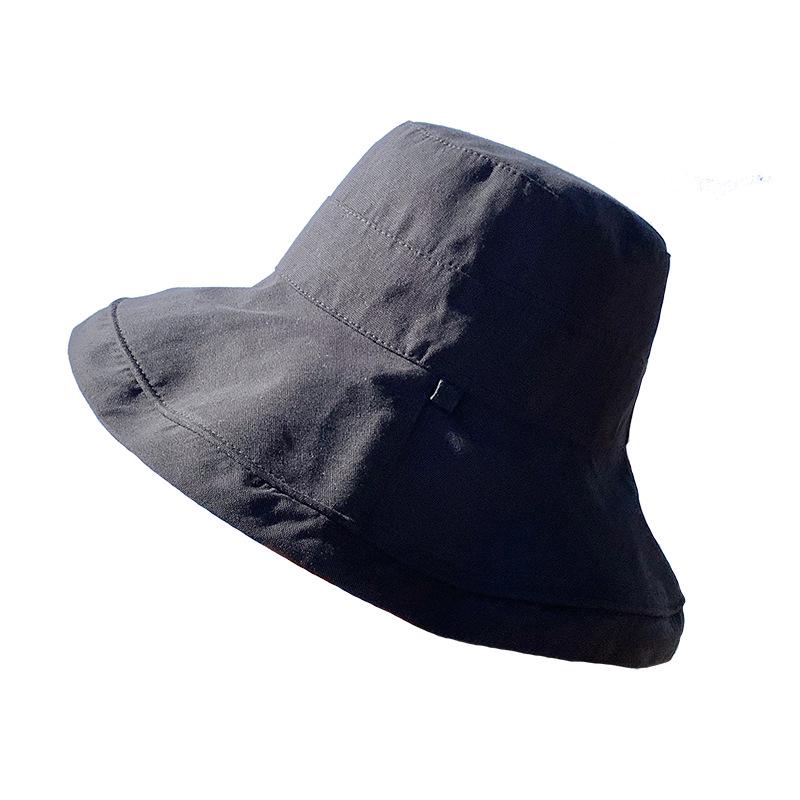 Women's Double-sided Sun Protection Bucket Hat - Summer Pure Cotton Anti-UV Wide Brim, Foldable for Travel.