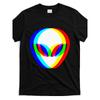 European Sizes Alien Head Trippy Vaporwave Graphic T-Shirt - Retro Style Tee with Vibrant Rainbow Print, Casual Shirt for Men, Comfort Fit