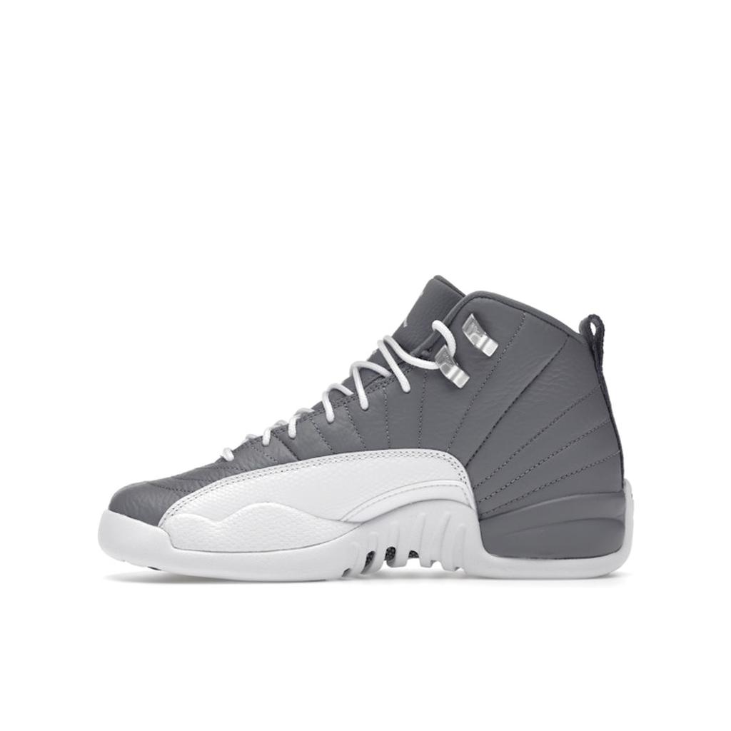 Air Jordan 12 Retro GS Stealth Kids Sneakers Grey White Cool-Grey 153265-015