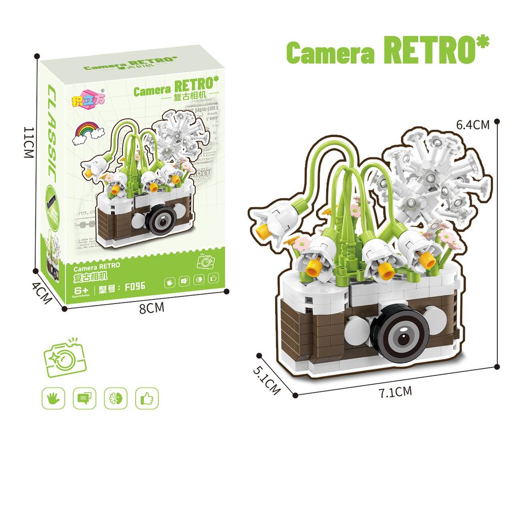 Non-Toxic Creative Camera&Flowers Building Blocks Diy Toys Small Particle Bricks Assembly Puzzle Toys For Kids Christmas Gifts