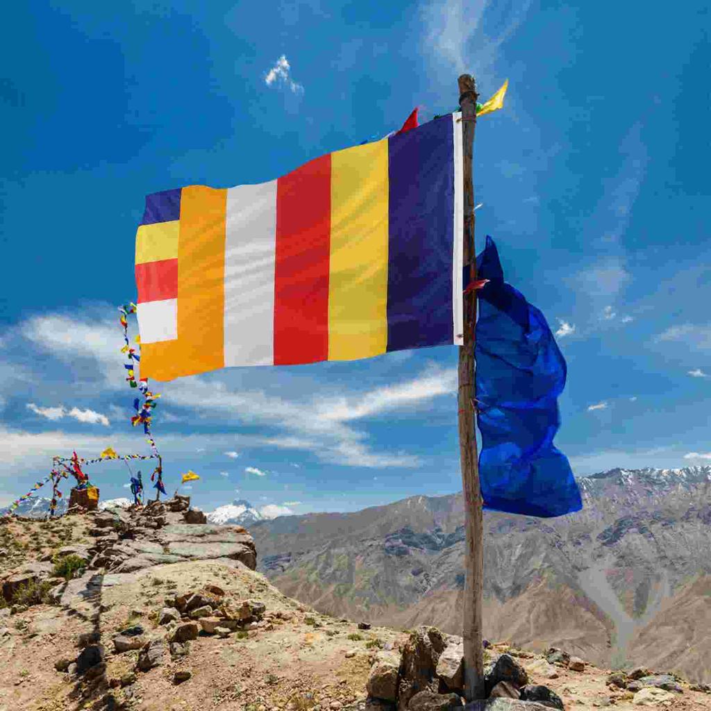 Flag Buddha Flags Banner Prayer for Outdoor Buddhism Blessing Polyester