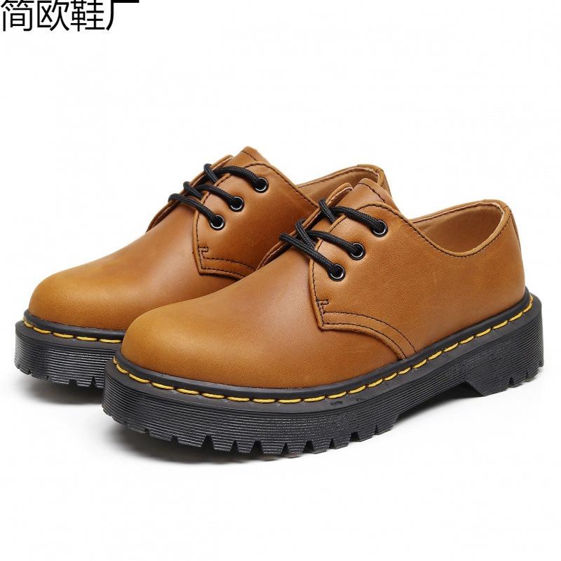 Martin boots first layer 1 low-top small leather shoes women's leather Crazy Horse brown large size short boots round head men's break