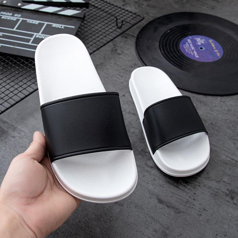 Customizable LOGO Solid Color Non-slip Men's and Women's Indoor Home Slippers Women's Summer Wear Fashionable Versatile One-word Slippers