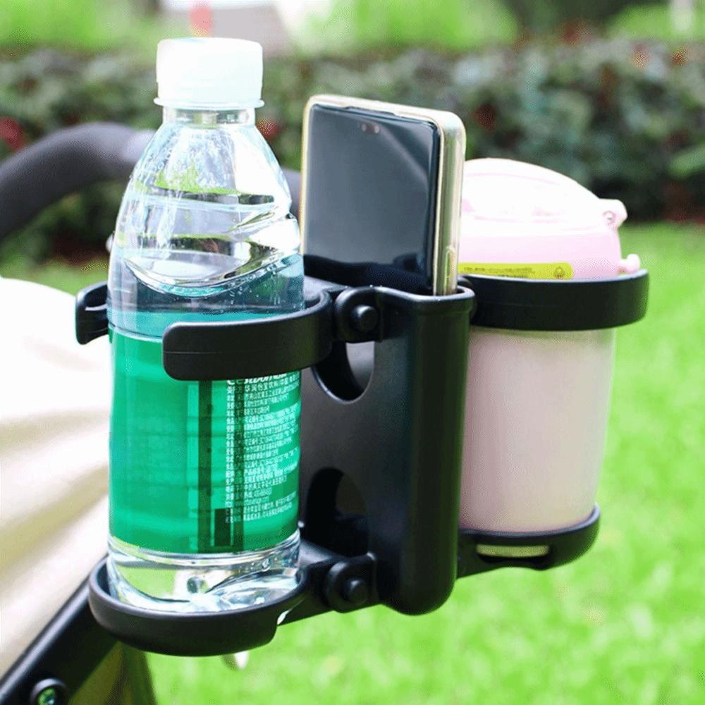 Double Cup Stroller Cup Holder 3 In 1 Drink Rack Lightweight Pram Phone Mount Parent Use