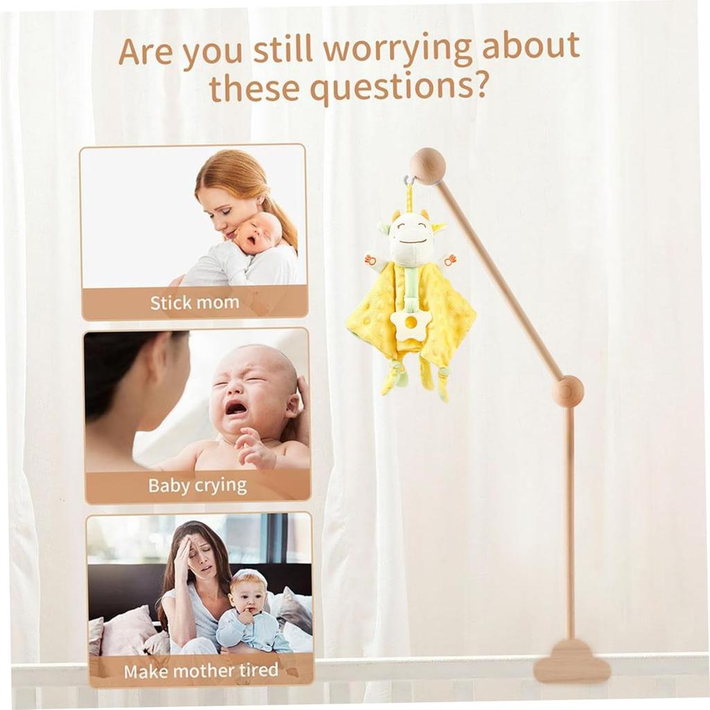 Cot Mobile Arm 27.17inch Wooden Cloud Design Detachable Baby Mobile Hanger Height Adjustable Cute Crib Mobile Arm for Bed Bell Wind Chimes Baby
