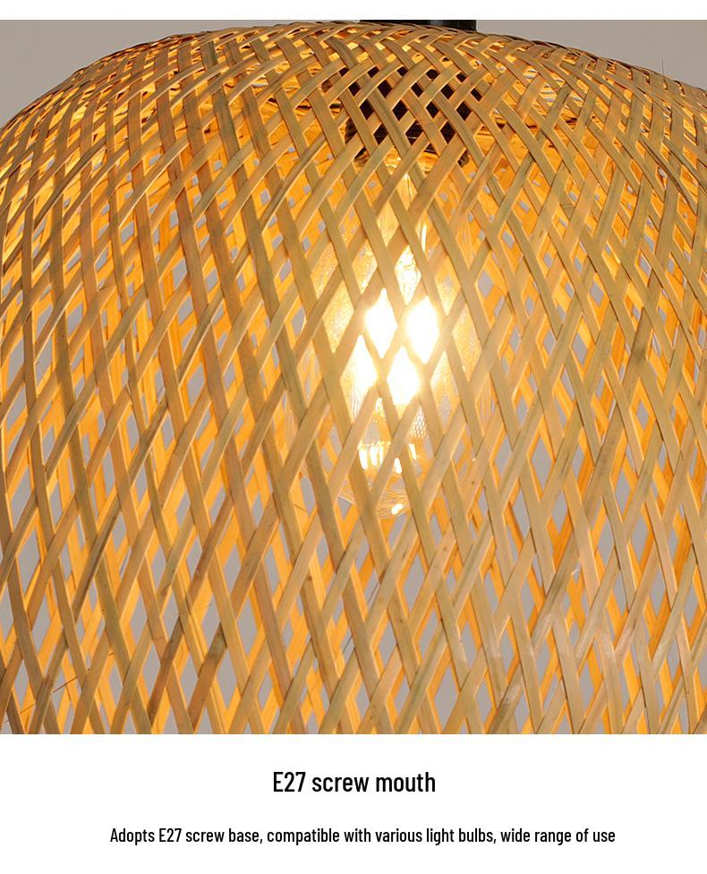 Bamboo Woven Lantern Light for Chinese Restaurant or Teahouse - Rattan Straw Hat Pendant Light