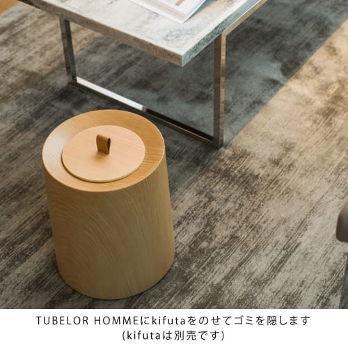 Ideaco TUBELOR HOMME Oakwood Round Trash Can, 11.4L, 26cm Diameter X 31.5cm Height