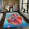 Colorful Fish and Starfish Carpet with Ocean Waves Design Pattern Suitable for use as an anti-slip for living room bedroom sofas