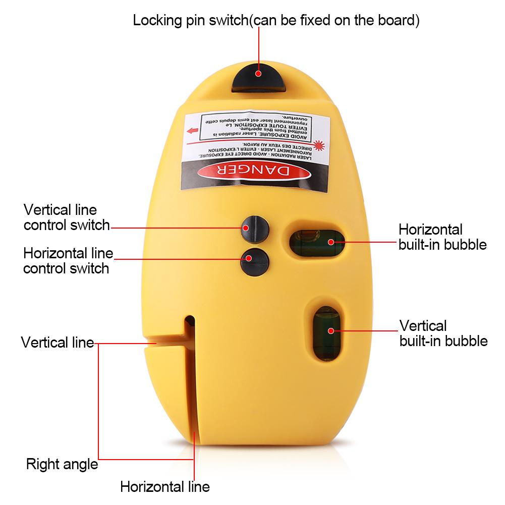 2 Lines Vertical Horizontal Line Infrared Laser Level Right Angle Measuring Tool Yellow