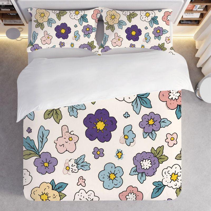 3 Piece Bedding Pillowcase Duvet Set Colorful Flower 2D Digital Printing For Bedroom Hotel Dormitory Decoration