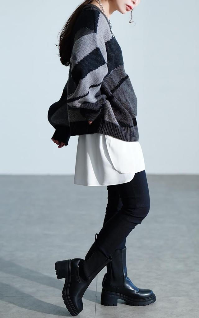 Gold Japan Plus Size Knit Pullover Long Marble Drop Voluminous Size Black Women's Top, Sleeve, Print, Shoulder, Sleeves, Fall/Winter/Spring, sum-0020,