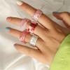 European & American Marbled Acrylic Resin Open Ring - Sweet Dopamine Style Finger Accessory