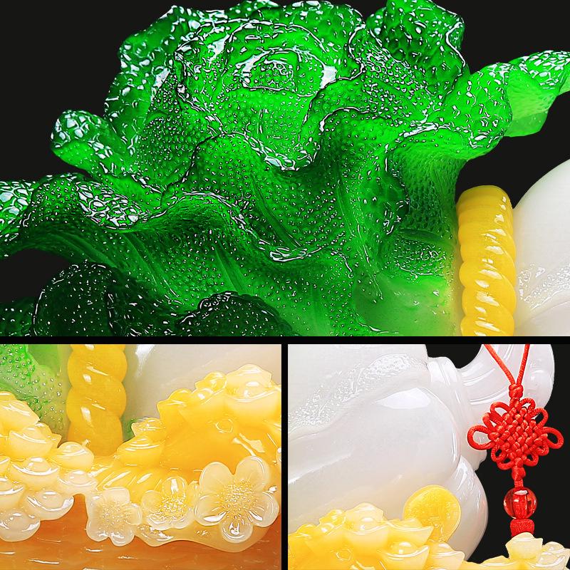 Creative Hundred Fortunes Cabbage Resin Figurine - Home and Office Gift